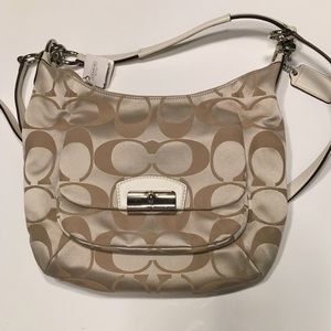 Light Khaki COACH monogram canvas purse